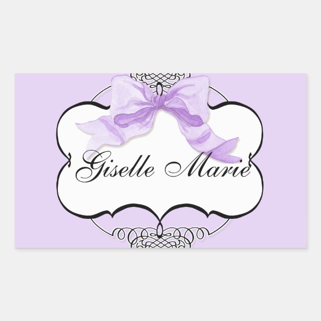 French Bow n Dots, Girl Baby Shower Sticker Seal (Front)