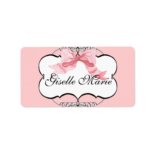 French Bow n Dots, Girl Baby Shower Sticker Seal (Front)