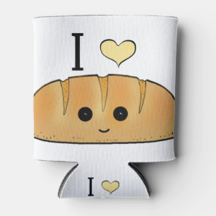 French bread love quote bakery cartoon baguette can cooler