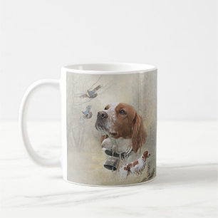 French Brittany, Bird Hunting Art Coffee Mug