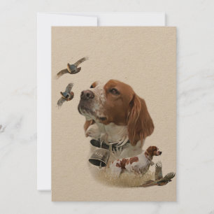 French Brittany, Bird Hunting Art  Invitation