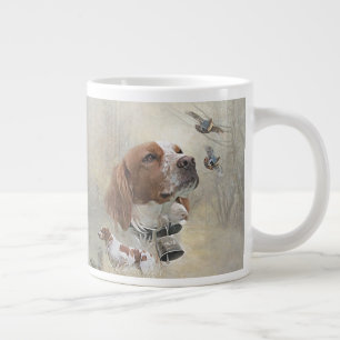 French Brittany, Bird Hunting Art  Large Coffee Mug