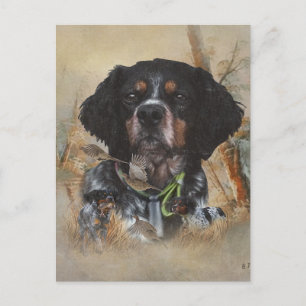 French Brittany, Bird Hunting Art  Postcard