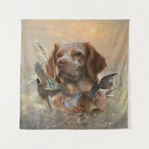 French Brittany, Bird Hunting Art  Tapestry