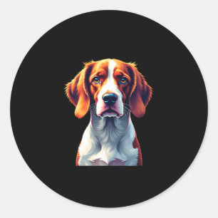 French Brittany Spaniel Mom Dad Dog Face Pop Art C Classic Round Sticker