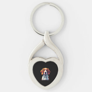 French Brittany Spaniel Mom Dad Dog Face Pop Art C Key Ring