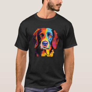 French Brittany Spaniel Mom Dad Dog Face Pop Art C T-Shirt