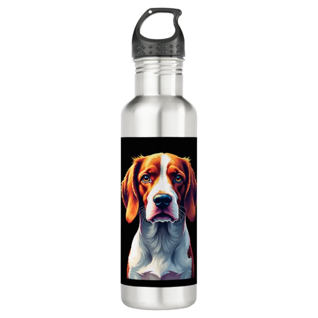 French Brittany Spaniel Mum Dad Dog Face Pop Art C 710 Ml Water Bottle (Front)