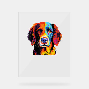 French Brittany Spaniel Mum Dad Dog Face Pop Art C Acrylic Sign