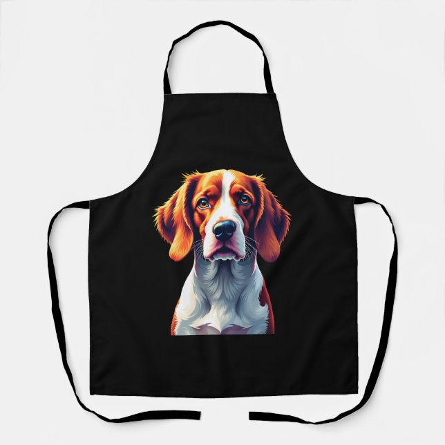 French Brittany Spaniel Mum Dad Dog Face Pop Art C Apron (Front)