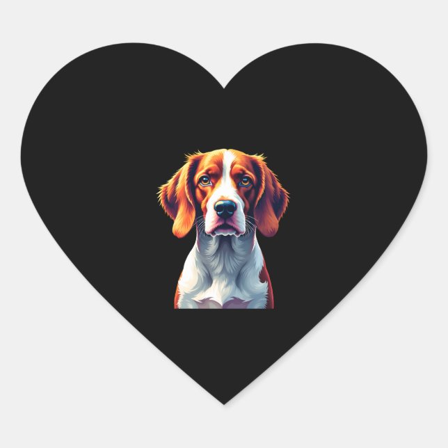 French Brittany Spaniel Mum Dad Dog Face Pop Art C Heart Sticker (Front)