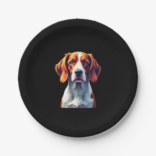 French Brittany Spaniel Mum Dad Dog Face Pop Art C Paper Plate
