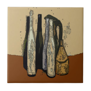 French Brown Jugs Abstract Ceramic Tile