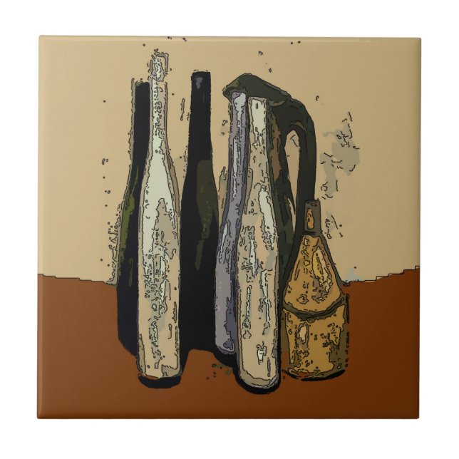 French Brown Jugs Abstract Ceramic Tile (Front)