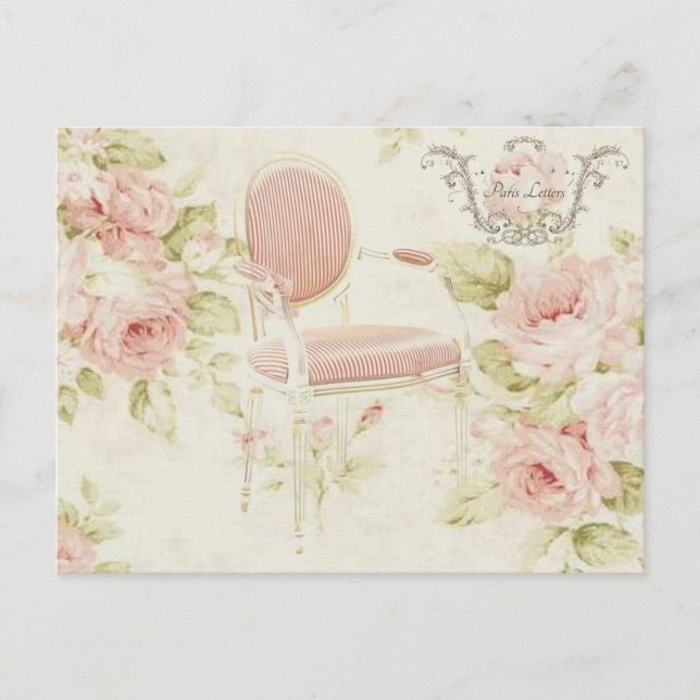 French Budoir  Vintage Pink Floral Chandelier Postcard (Front)