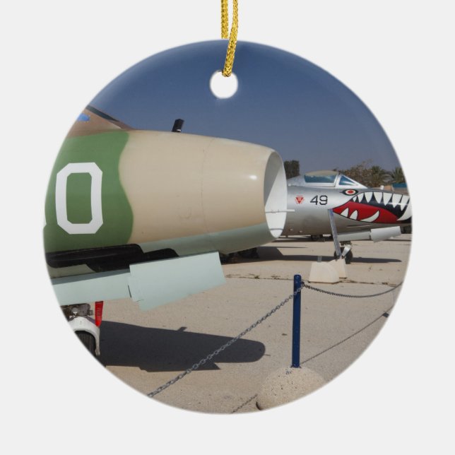 French-built Mystere fighter Ceramic Ornament (Front)