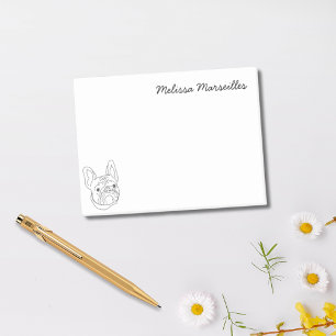 French Bull Dog Black & White Frenchie Post-it Notes