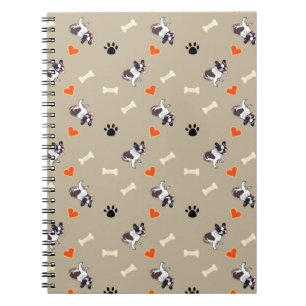French bull dog, dog treat and paw patterns notebook
