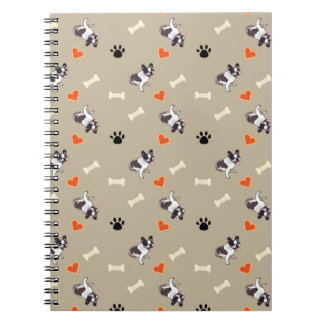 French bull dog, dog treat and paw patterns notebook