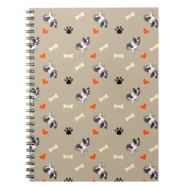 French bull dog, dog treat and paw patterns notebook (Front)