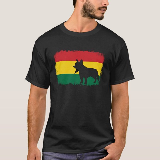 French bull dog Ghana Ghanaian flag frenchies bull T-Shirt (Front)