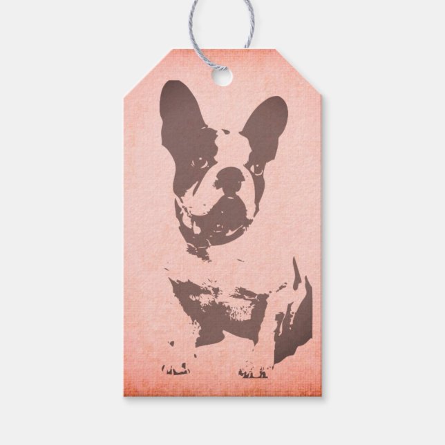 FRENCH BULL DOG GIFT TAG IN PINK (Front)