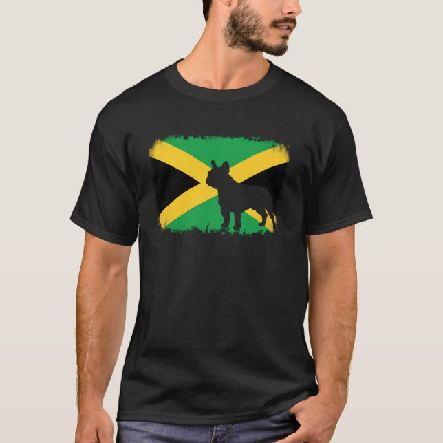 French bull dog Jamaica Jamaican flag frenchies bu T-Shirt (Front)