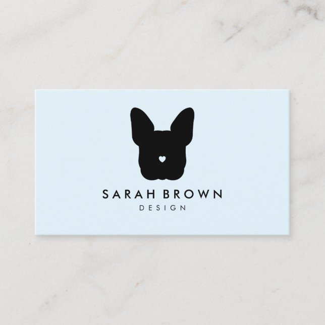 French Bull Dog puppy face frenchies blue black Business Card (Front)