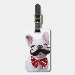 French Bull Dog Puppy With Moustache Luggage Tag