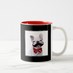 French Bull Dog Puppy With Moustache Two-Tone Coffee Mug