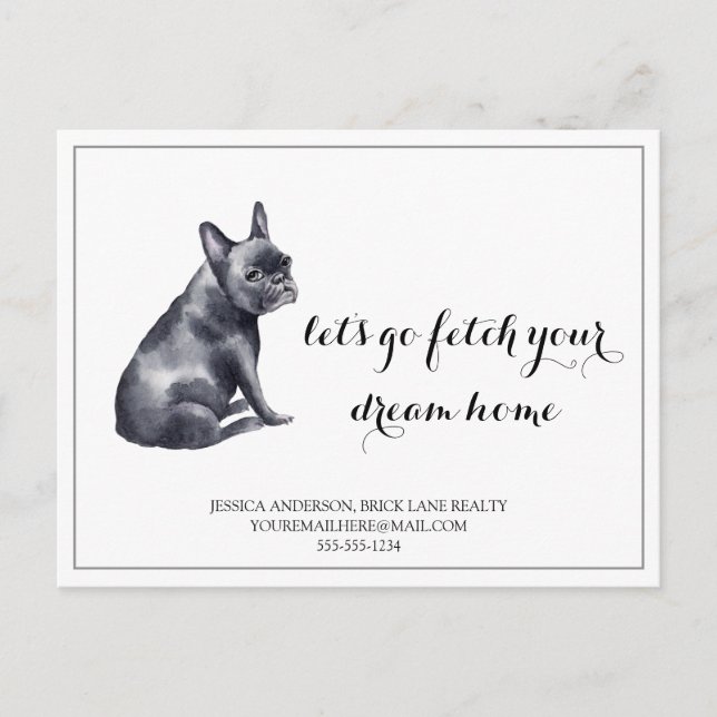 French Bull Dog Real Estate Buying Marketing    Postcard (Front)