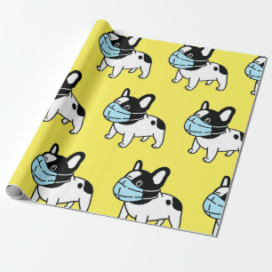 FRENCH BULL DOG WEARING MASK Wrapping Paper
