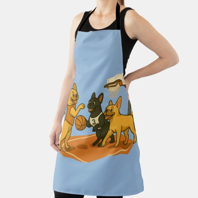 French Bull Dogs playing basketball. Apron (Insitu)