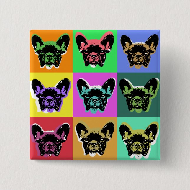 French bulldog 15 cm square badge (Front)