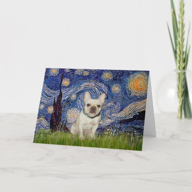 French Bulldog 1 - Starry Night Card (Front)