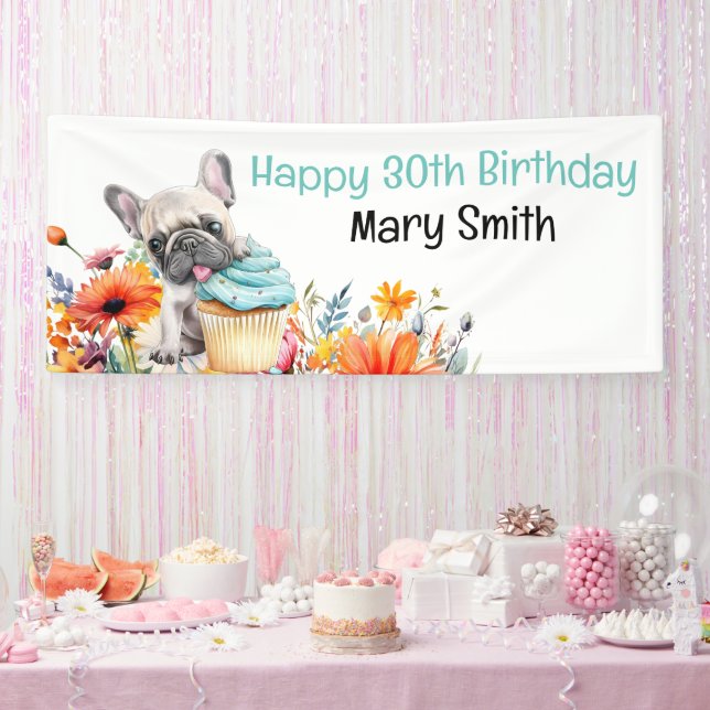 French Bulldog 30th Birthday Party Banner (Party)