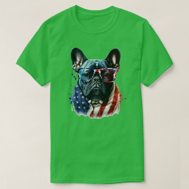French Bulldog 4th of July 4 T-Shirt (Design Front)