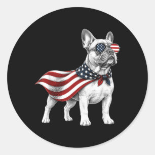 French Bulldog 4th Of July Aamerican Flag Dog Classic Round Sticker