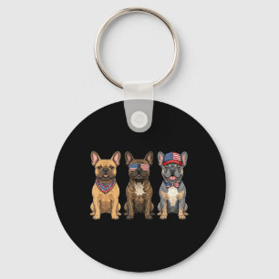 French Bulldog 4th Of July Aamerican Flag Dog Key Ring