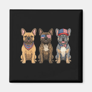 French Bulldog 4th Of July Aamerican Flag Dog Magnet