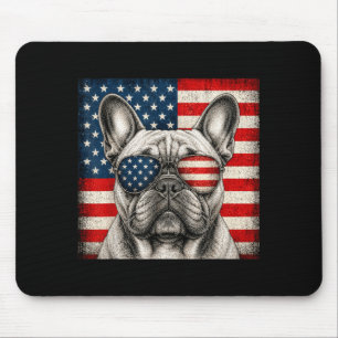 French Bulldog 4th Of July Aamerican Flag Dog Mouse Pad