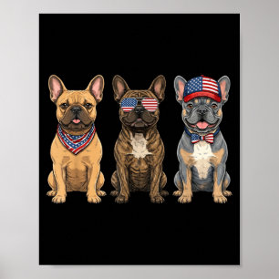 French Bulldog 4th Of July Aamerican Flag Dog Poster