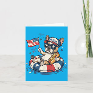 French Bulldog 4th Of July Patriotic America Card