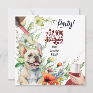 French Bulldog 70th Birthday Party Invitation