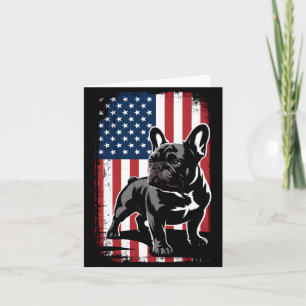 French Bulldog Aamerican Flag 4th Of July Patriot Card