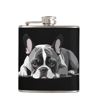French Bulldog Adorable Cute Animal Sleeping Relax Hip Flask