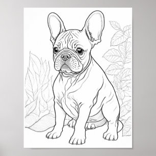 French Bulldog Adult Colouring Poster