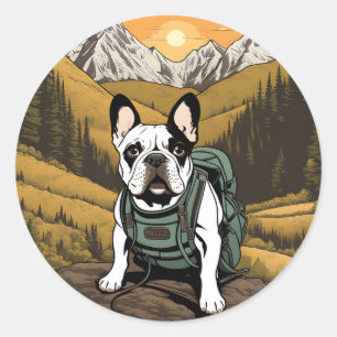 French Bulldog Adventure Classic Round Sticker