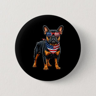French bulldog american flag 4th of july 6 cm round badge