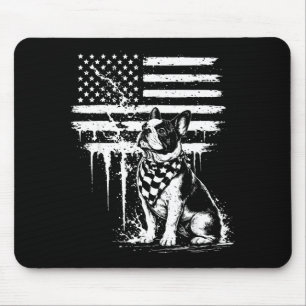 French bulldog american flag 4th of july dog lover mouse pad